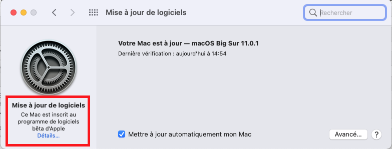 Mise à jour macOS